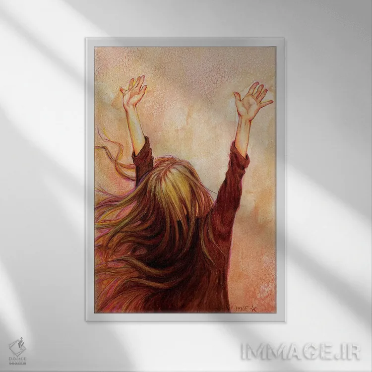 تابلو دکوراتیو دست یافتن اثر جین استار ویلز - نمای قابدار سفید