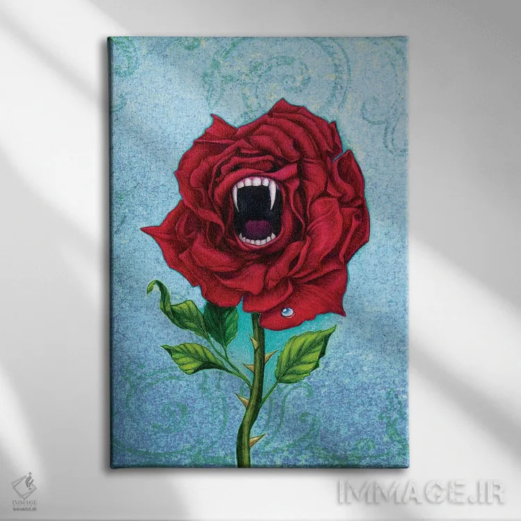 تابلو دکوراتیو رز با نیش اثر جین استار ویلز - نمای روبهرو روی دیوار