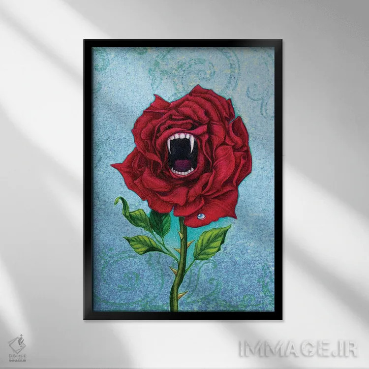 تابلو دکوراتیو رز با نیش اثر جین استار ویلز - نمای قابدار مشکی