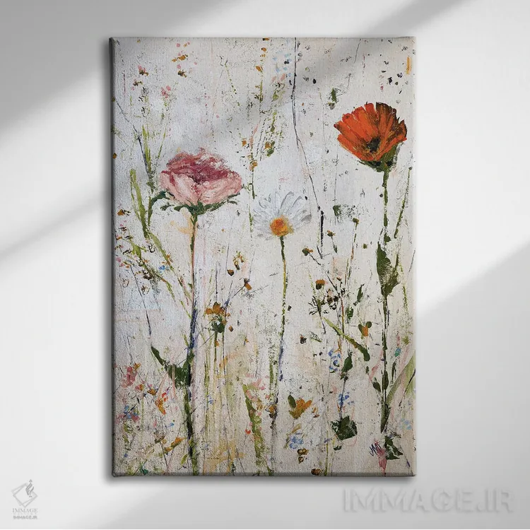 تابلو دکوراتیو سه گل اثر جودی ماس - نمای روبهرو روی دیوار