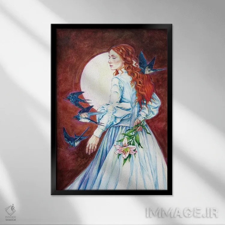 تابلو دکوراتیو پرستوهای طویله اثر جین استار ویلز - نمای قابدار مشکی