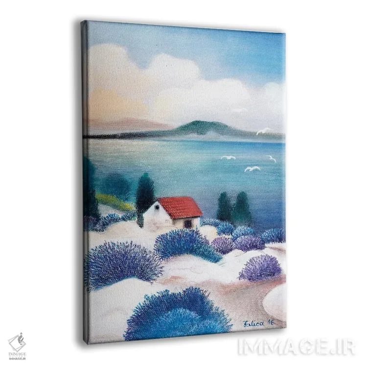 تابلو دکوراتیو دریا و اسطوخودوس اثر جوسیپ فالیچا - نمای پرسپکتیو محصول