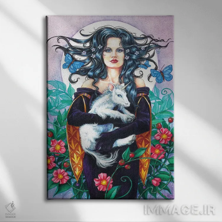 تابلو دکوراتیو تک شاخ کوچک اثر جین استار ویلز - نمای روبهرو روی دیوار