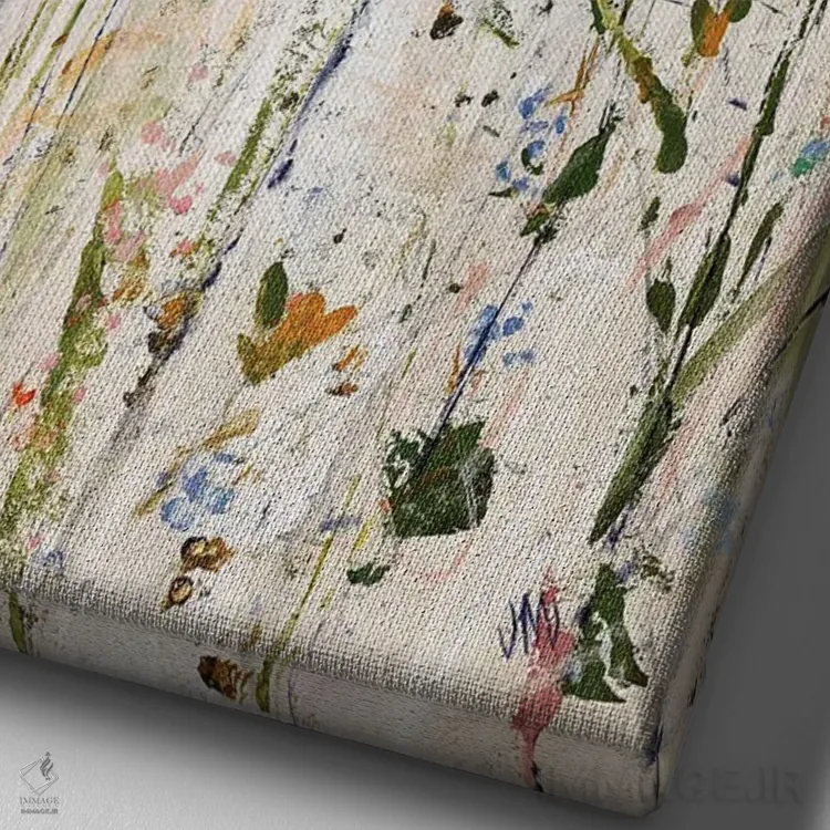 تابلو دکوراتیو سه گل اثر جودی ماس - نمای نزدیک بافت بوم