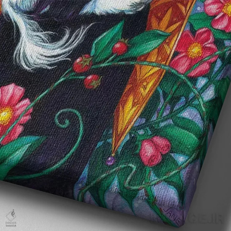 تابلو دکوراتیو تک شاخ کوچک اثر جین استار ویلز - نمای نزدیک بافت بوم