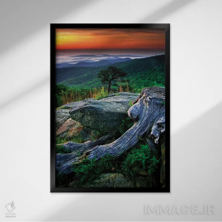 تابلو دکوراتیو Shenandoah National Park, Virginia, USA,طلوع بر فراز کوه های… اثر جی اوبراین - نمای قابدار مشکی