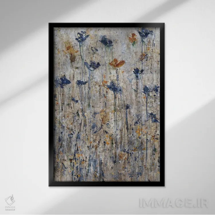 تابلو انتزاعی باغ اسرارآمیز اثر جودی ماس - نمای قابدار مشکی
