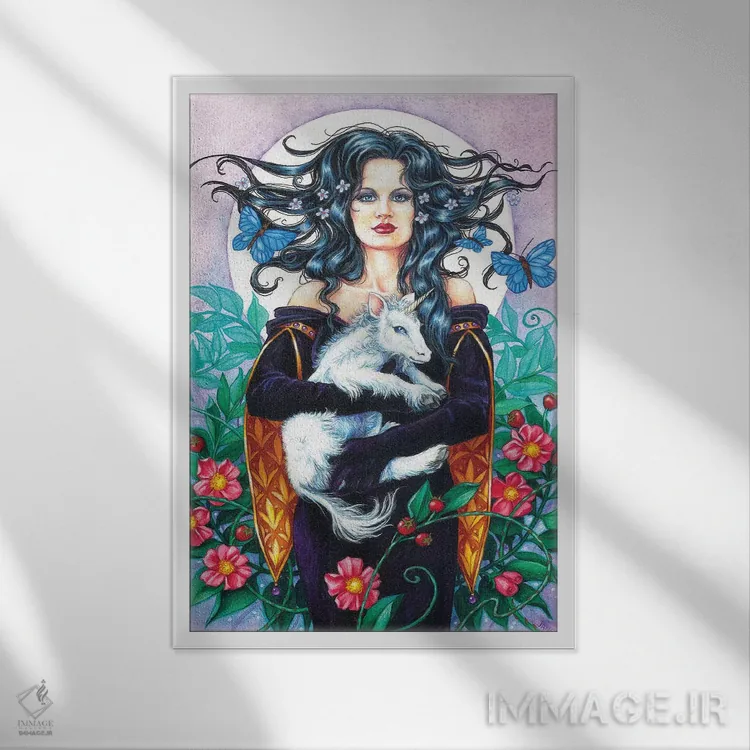 تابلو دکوراتیو تک شاخ کوچک اثر جین استار ویلز - نمای قابدار سفید