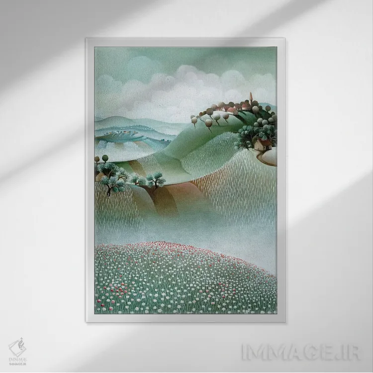 تابلو دکوراتیو بر فراز تپه ای اثر جوسیپ فالیچا - نمای قابدار سفید
