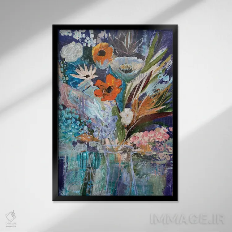 تابلو دکوراتیو پارچ های شیشه ای اثر جودی ماس - نمای قابدار مشکی