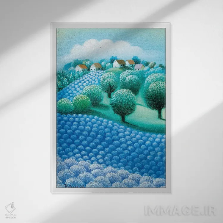تابلو دکوراتیو عطر آبی اثر جوسیپ فالیچا - نمای قابدار سفید