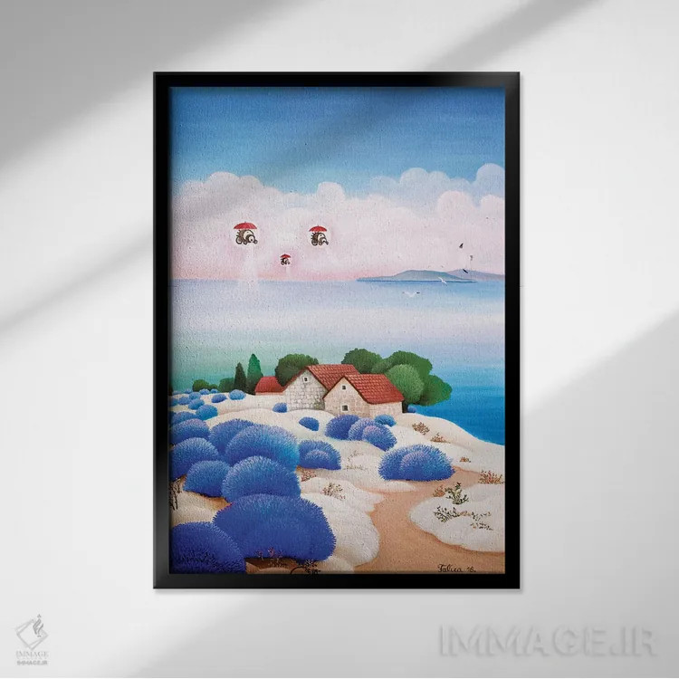 تابلو دکوراتیو مهمانان عجیب اثر جوسیپ فالیچا - نمای قابدار مشکی