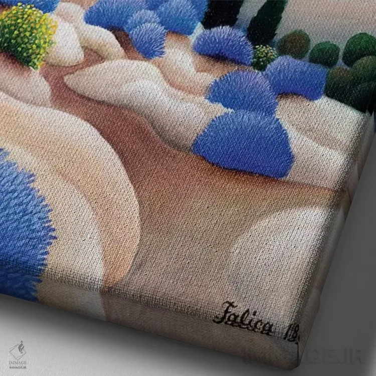 تابلو دکوراتیو خانه هایی بر فراز دریا اثر جوسیپ فالیچا - نمای نزدیک بافت بوم