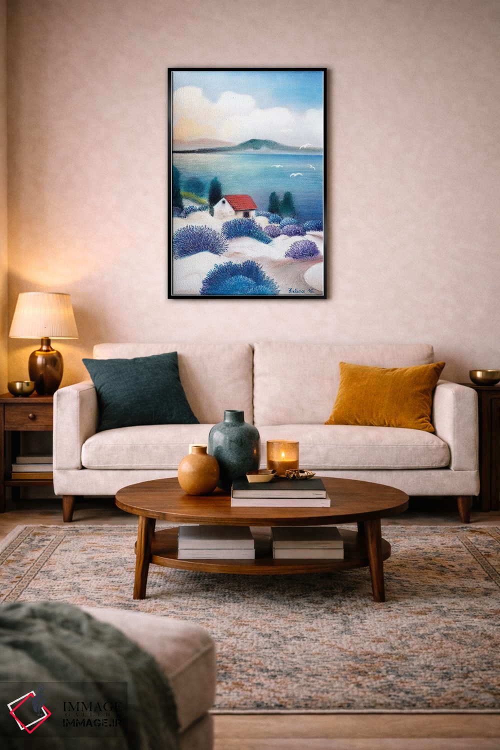 تابلو دکوراتیو دریا و اسطوخودوس اثر جوسیپ فالیچا - D4B