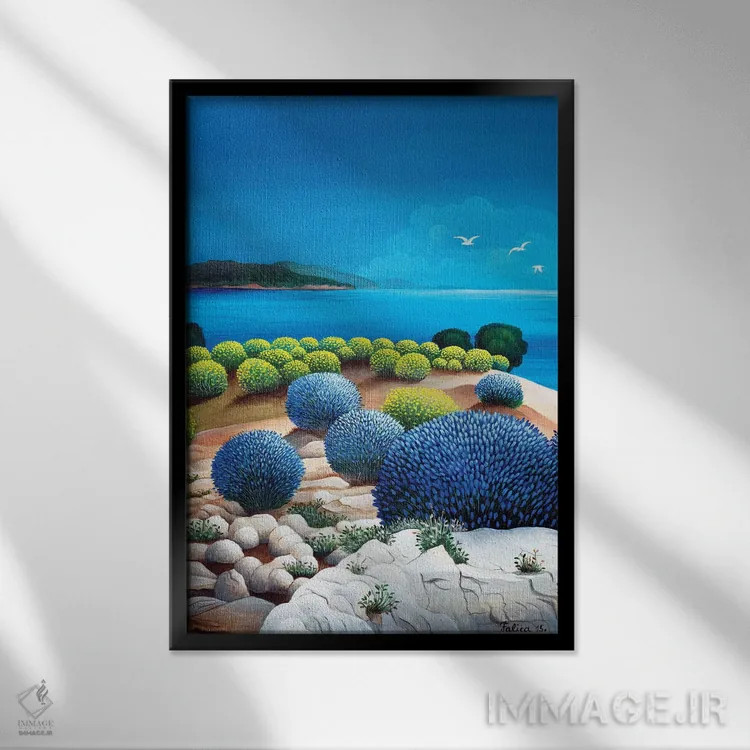 تابلو دکوراتیو جاودانه و اسطوخودوس اثر جوسیپ فالیچا - نمای قابدار مشکی