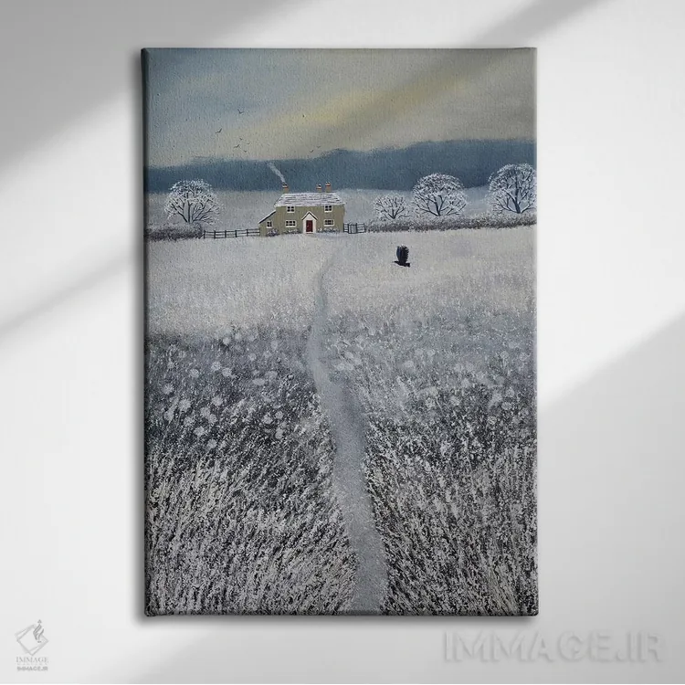 تابلو دکوراتیو مسیر کلبه زمستانی اثر جو گراندی - نمای روبهرو روی دیوار