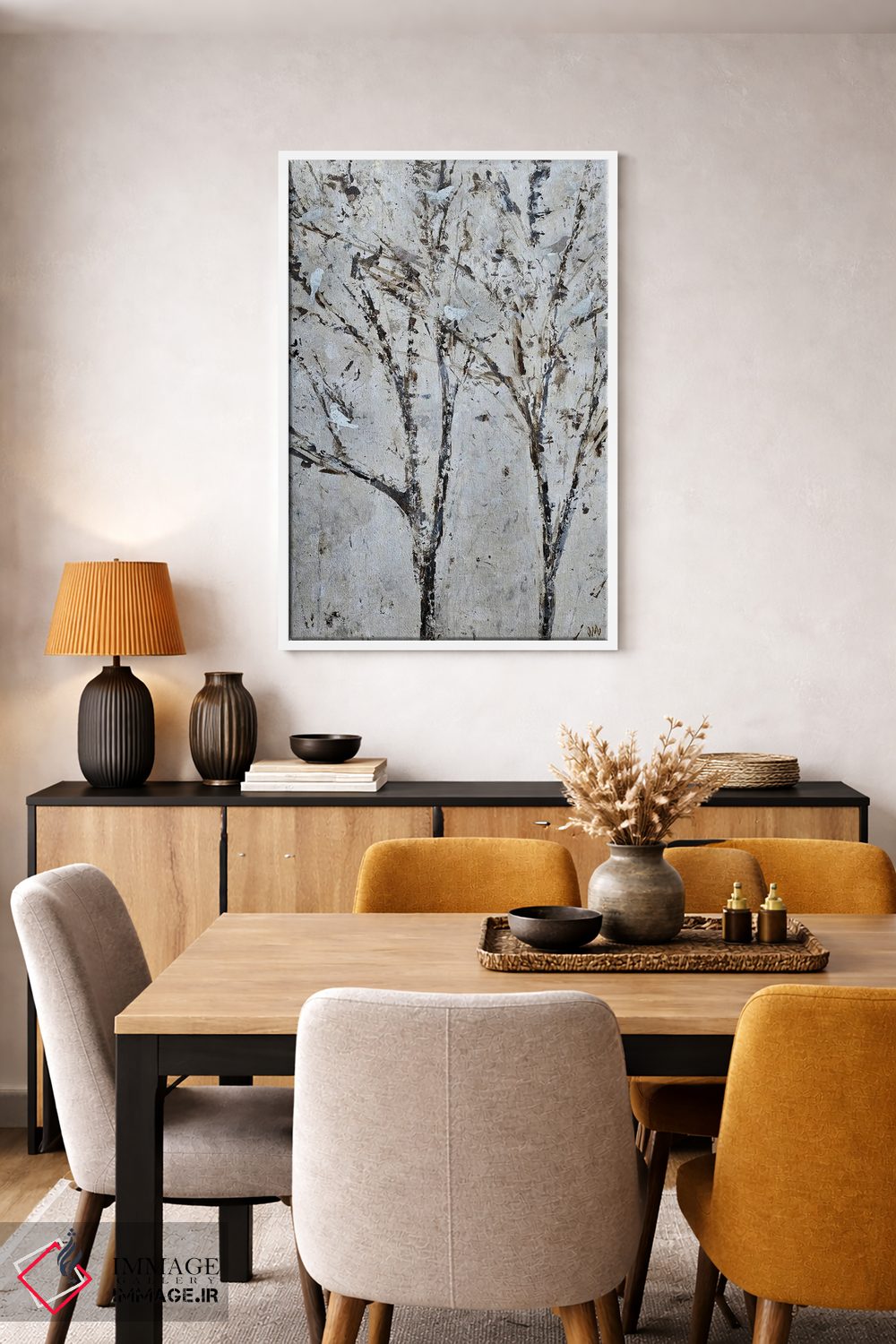 تابلو انتزاعی رازهای پرندگان اثر جودی ماس - D4W