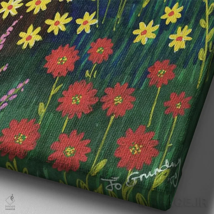تابلو دکوراتیو کنار برکه تابستانی اثر جو گراندی - نمای نزدیک بافت بوم