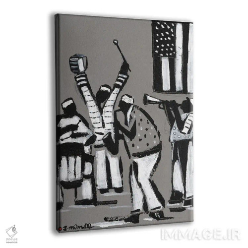 تابلو انتزاعی جاز سیاه و سفید اثر یواخیم مک میلان - نمای پرسپکتیو محصول