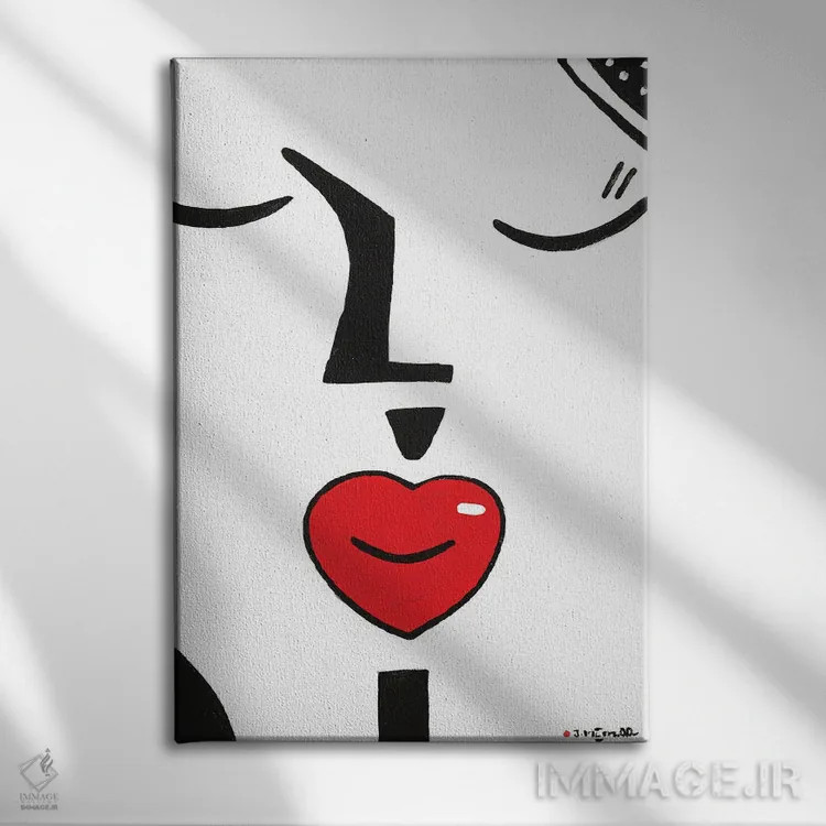 تابلو انتزاعی چهره های گوناگون اثر یواخیم مک میلان - نمای روبهرو روی دیوار