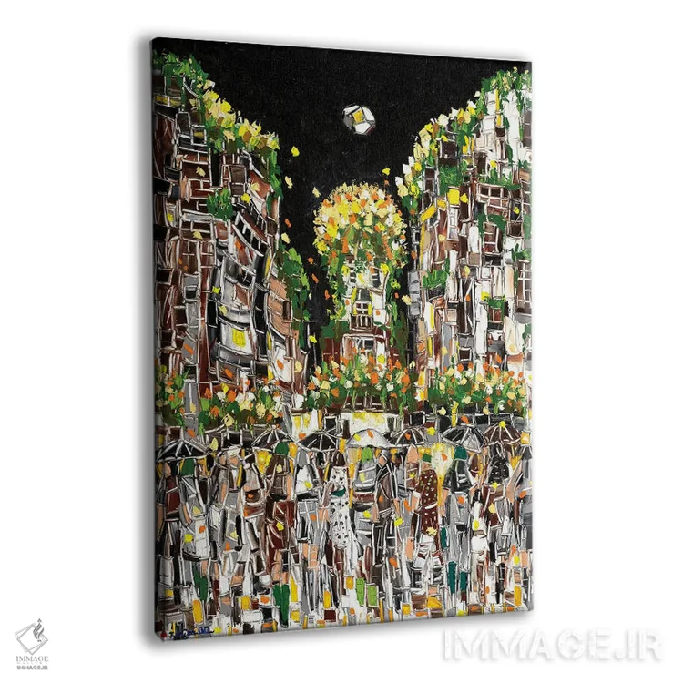 تابلو انتزاعی شهر موزاییکی اثر یواخیم مک میلان - نمای پرسپکتیو محصول