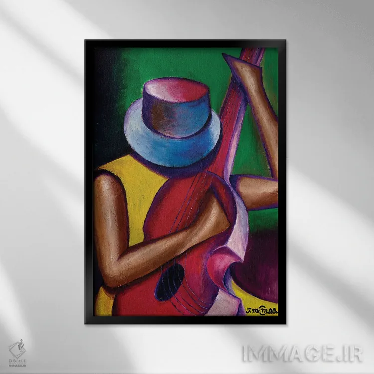 تابلو انتزاعی ملودی خوش آهنگ اثر یواخیم مک میلان - نمای قابدار مشکی