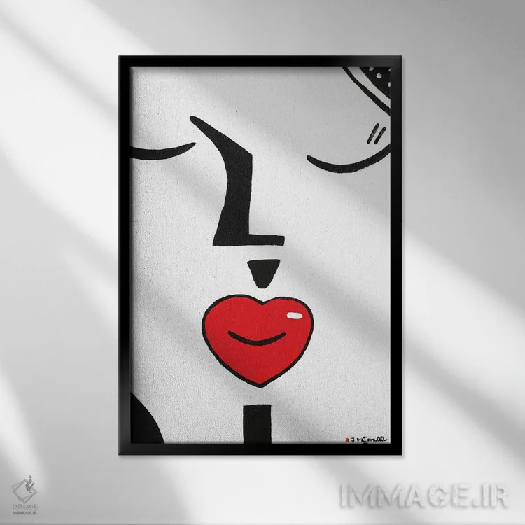 تابلو انتزاعی چهره های گوناگون اثر یواخیم مک میلان - نمای قابدار مشکی