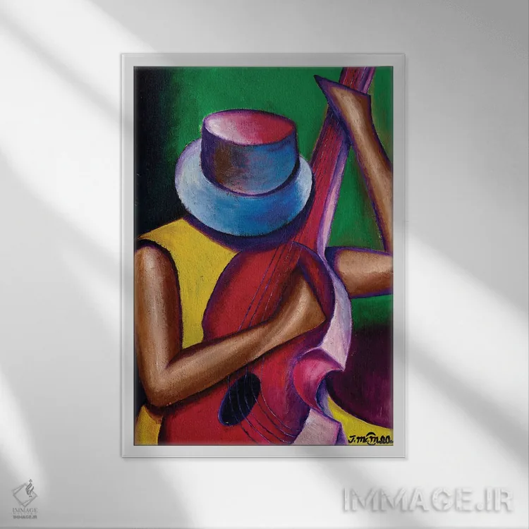 تابلو انتزاعی ملودی خوش آهنگ اثر یواخیم مک میلان - نمای قابدار سفید