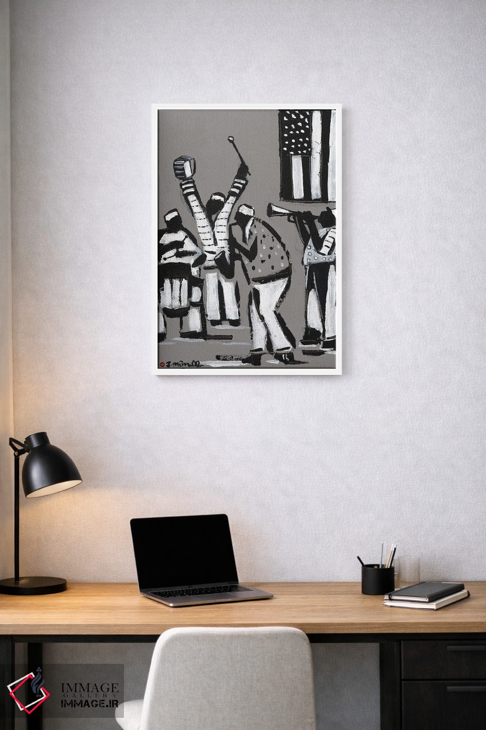 تابلو انتزاعی جاز سیاه و سفید اثر یواخیم مک میلان - D2W