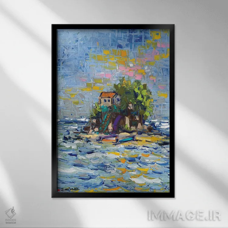 تابلو دکوراتیو پناهگاه جزیره ای اثر یواخیم مک میلان - نمای قابدار مشکی