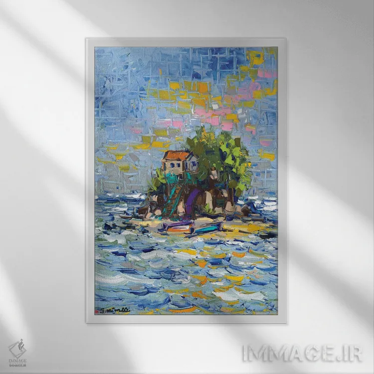 تابلو دکوراتیو پناهگاه جزیره ای اثر یواخیم مک میلان - نمای قابدار سفید