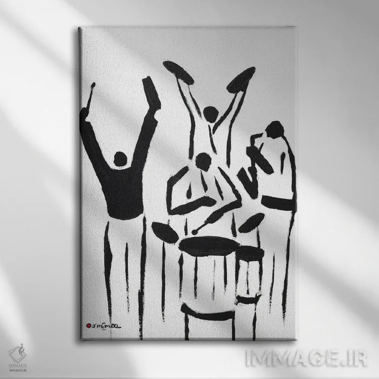 تابلو مینیمال بازیکنان اثر یواخیم مک میلان - نمای روبهرو روی دیوار