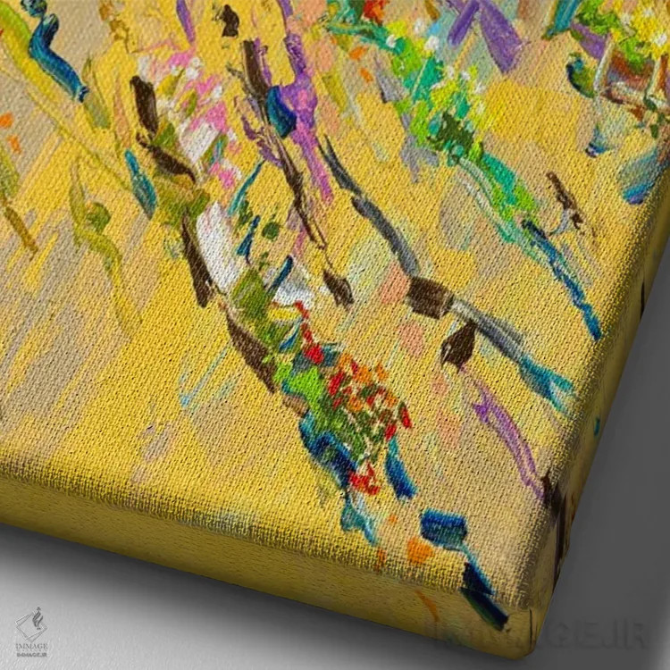 تابلو انتزاعی لبه شیب دار اثر یواخیم مک میلان - نمای نزدیک بافت بوم