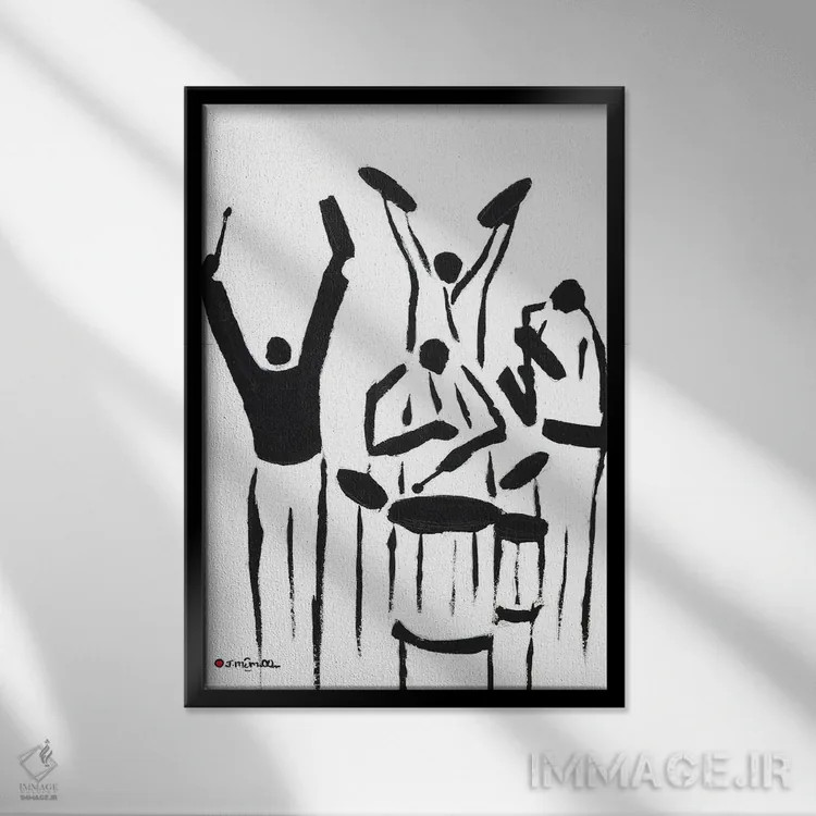 تابلو مینیمال بازیکنان اثر یواخیم مک میلان - نمای قابدار مشکی