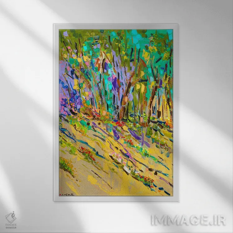 تابلو انتزاعی لبه شیب دار اثر یواخیم مک میلان - نمای قابدار سفید