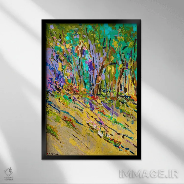 تابلو انتزاعی لبه شیب دار اثر یواخیم مک میلان - نمای قابدار مشکی