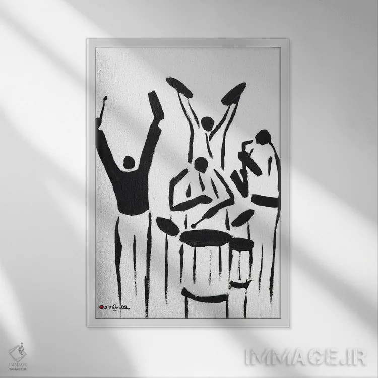 تابلو مینیمال بازیکنان اثر یواخیم مک میلان - نمای قابدار سفید