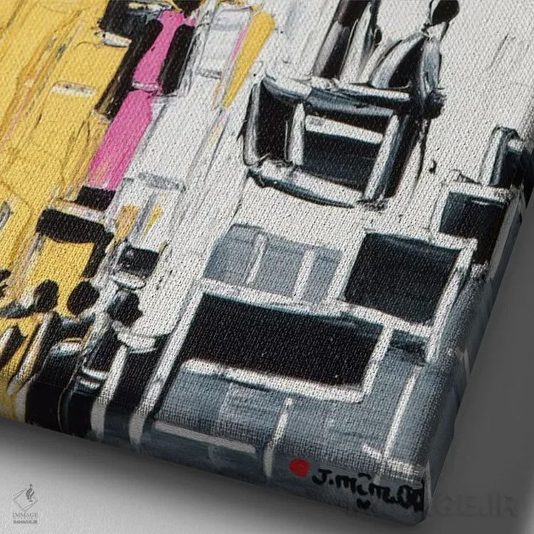 تابلو انتزاعی ترازوی عدالت اثر یواخیم مک میلان - نمای نزدیک بافت بوم