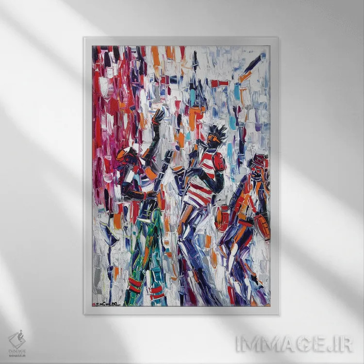 تابلو دکوراتیو حس و حال موسیقیایی اثر یواخیم مک میلان - نمای قابدار سفید