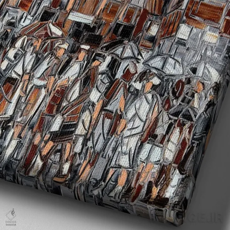 تابلو انتزاعی مرکز تنوع اثر یواخیم مک میلان - نمای نزدیک بافت بوم