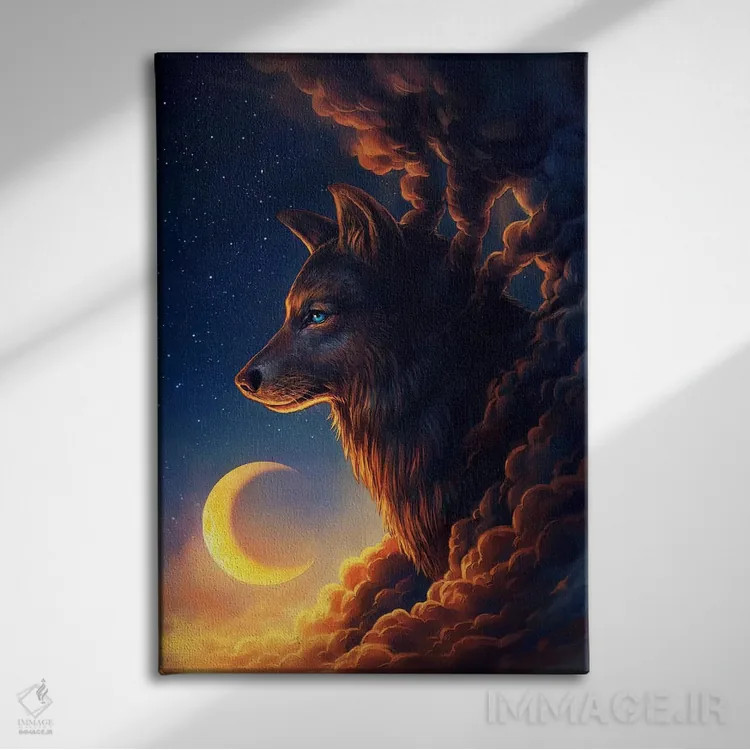 تابلو دکوراتیو ماه طلایی اثر جو جو آرت - نمای روبهرو روی دیوار