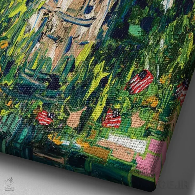 تابلو انتزاعی میهن پرست اثر یواخیم مک میلان - نمای نزدیک بافت بوم