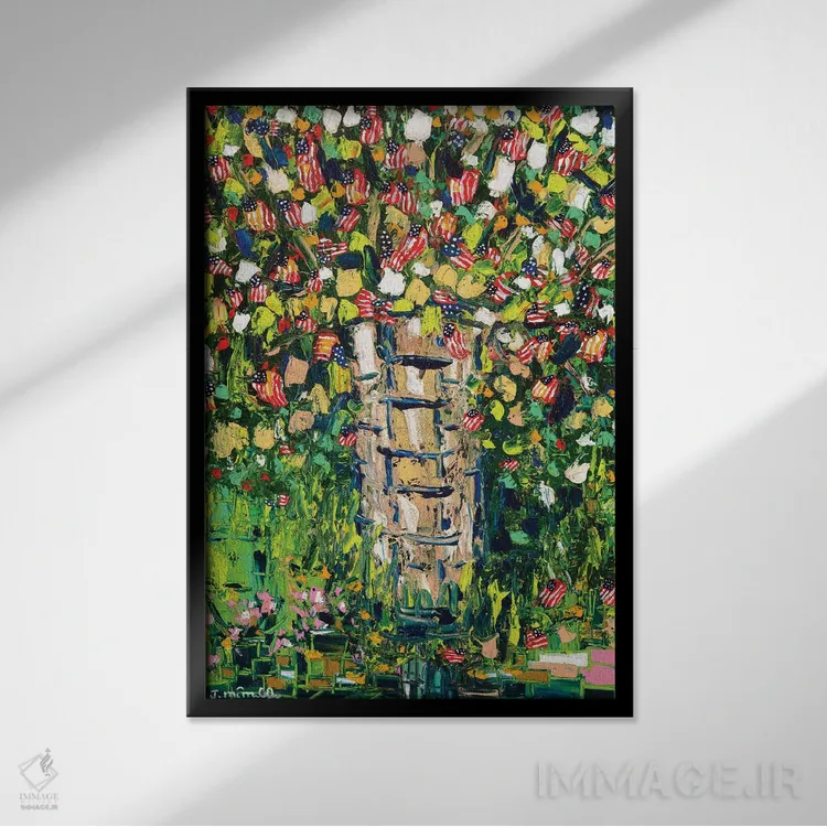 تابلو انتزاعی میهن پرست اثر یواخیم مک میلان - نمای قابدار مشکی