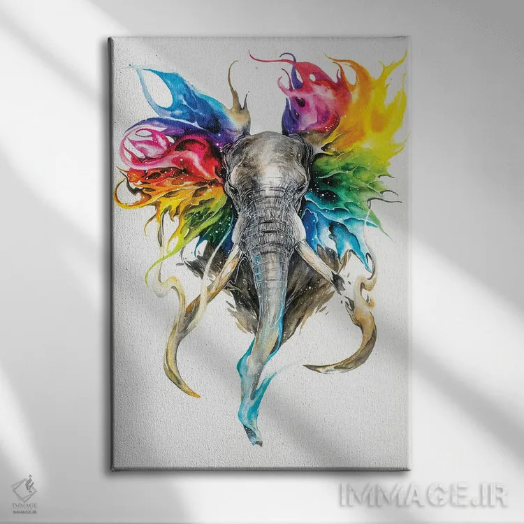 تابلو دکوراتیو رنگ های زندگی اثر جونگکی - نمای روبهرو روی دیوار