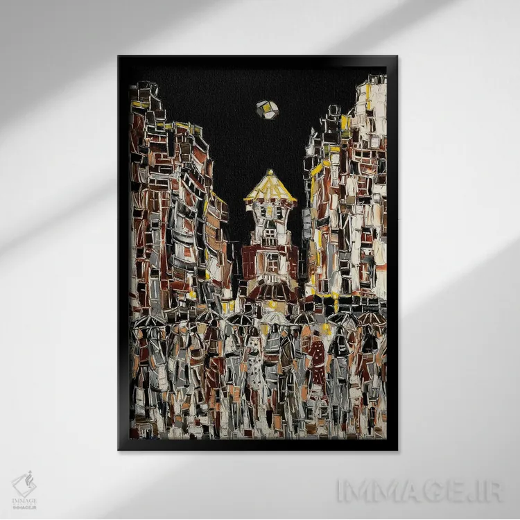 تابلو دکوراتیو میدان موزاییکی اثر یواخیم مک میلان - نمای قابدار مشکی