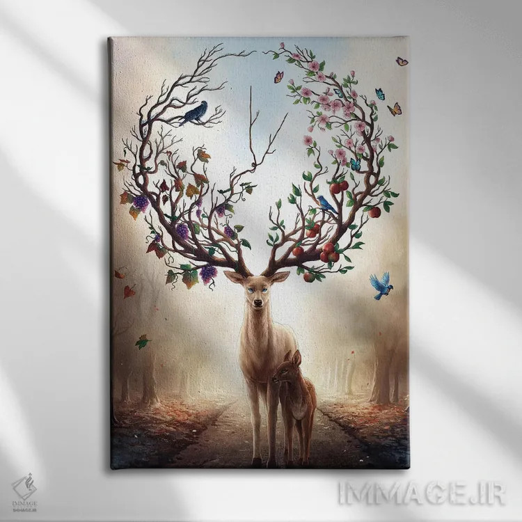 تابلو دکوراتیو فصل ها اثر جو جو آرت - نمای روبهرو روی دیوار