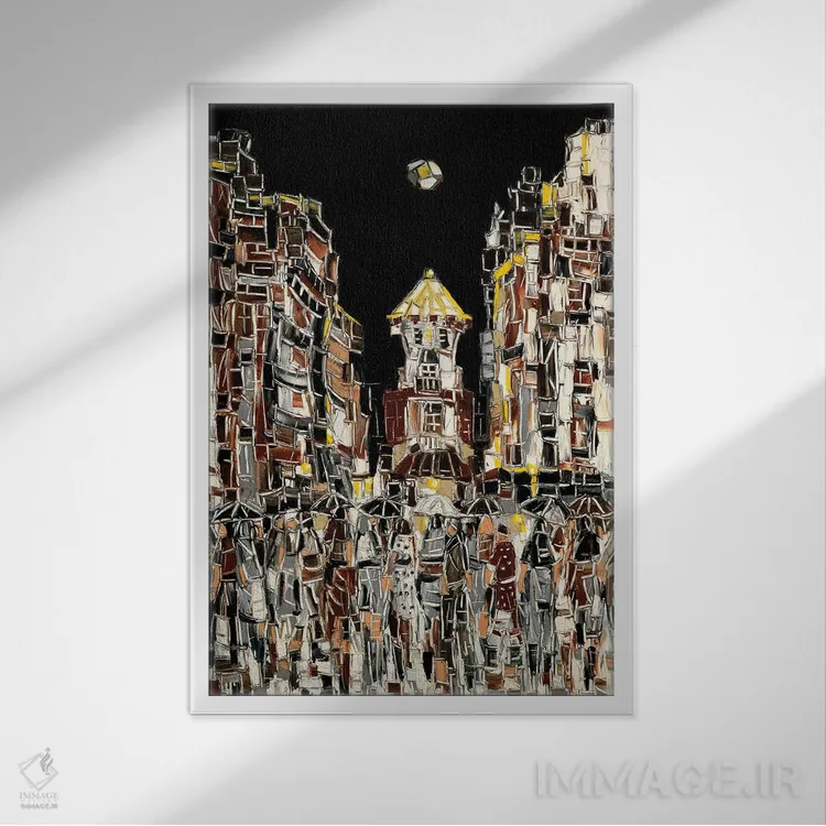 تابلو دکوراتیو میدان موزاییکی اثر یواخیم مک میلان - نمای قابدار سفید