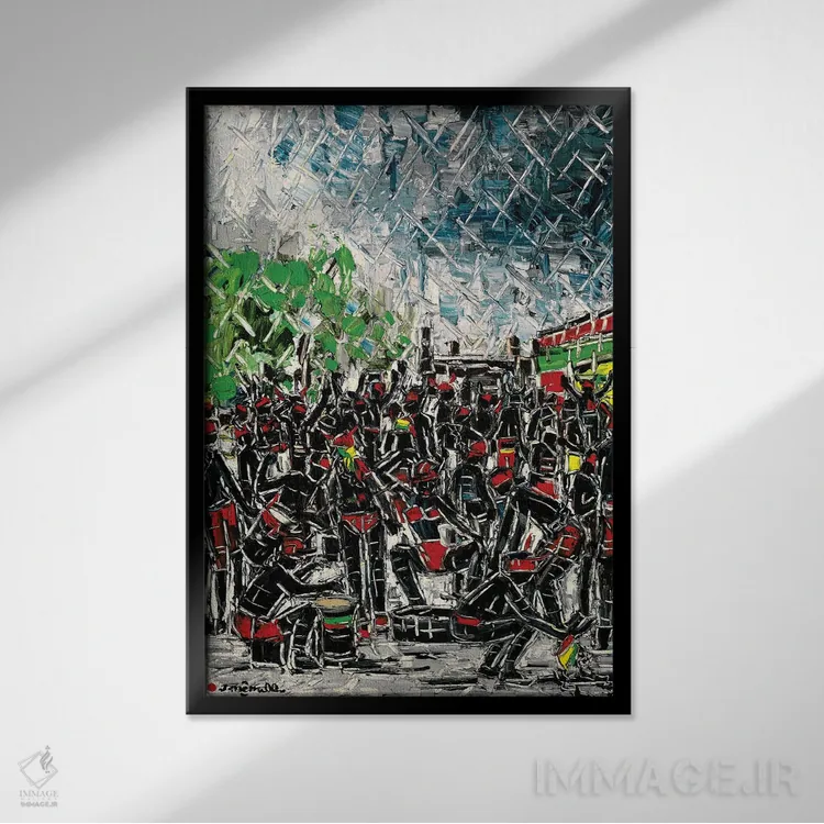 تابلو انتزاعی کارناوال ژوورت اثر یواخیم مک میلان - نمای قابدار مشکی