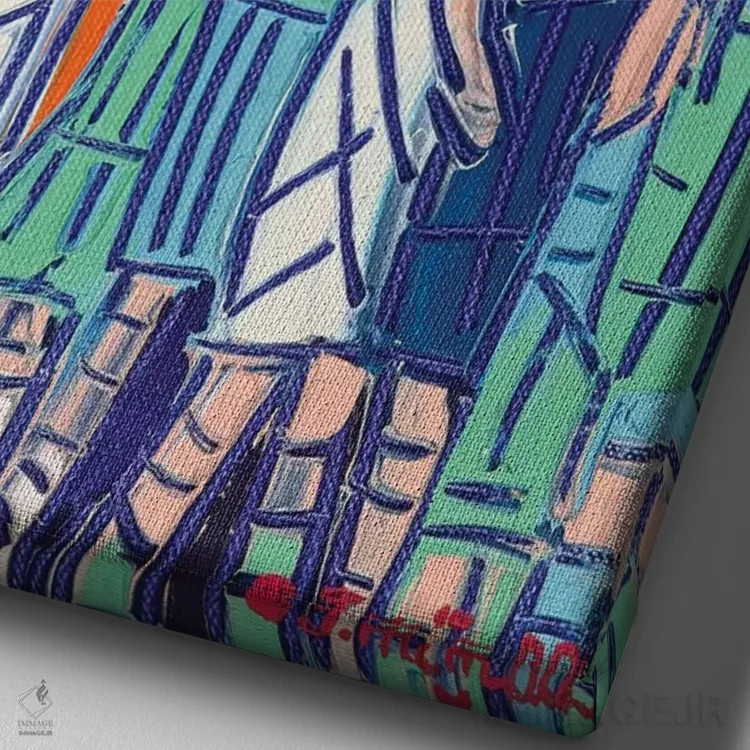 تابلو انتزاعی قطعات شهر اثر یواخیم مک میلان - نمای نزدیک بافت بوم