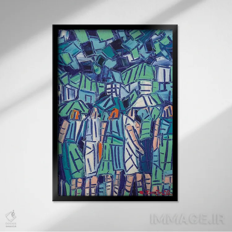 تابلو انتزاعی قطعات شهر اثر یواخیم مک میلان - نمای قابدار مشکی